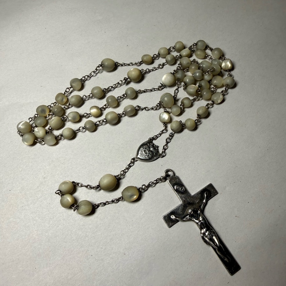 Rosary Beads with Crucifix - Mother of Pearl  sterling silver